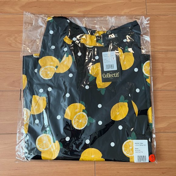 Collectif Mainline Matilde Polka Lemon Swing Skirt - Picture 7 of 11